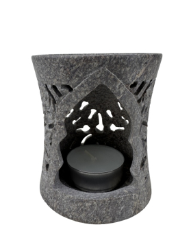 Preview: Räuchestövchen klein natur mit 60 mm Edelstahlsieb aus Speckstein